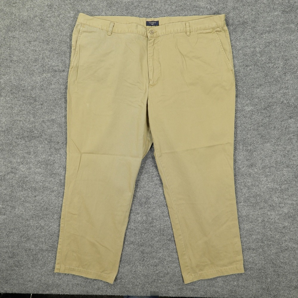 Vintage Dockers Pants Mens 44x28 Beige Relaxed Fit Flat Front Khakis Cotton